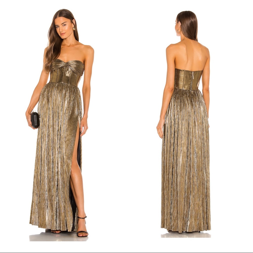 Bronx and Banco Florence Strapless Gold Gown